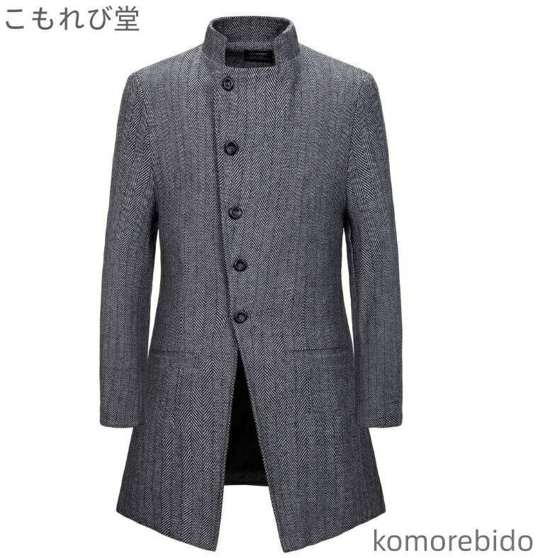 【送料無料】コート ハーフコート ビジネスコートおしゃれ アウター メンズメルトンコート メンズファッション 中綿 冬 ウールロングコート(4)