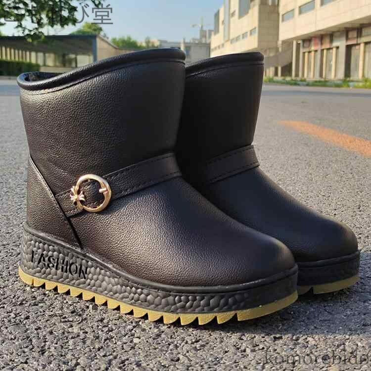 【送料無料】くつ 靴 PUレザー 裏起毛 暖かい エンジニア 冬 内ボア ショートブーツ レディース ブーツ 厚底 革 秋 シューズ ムートン風