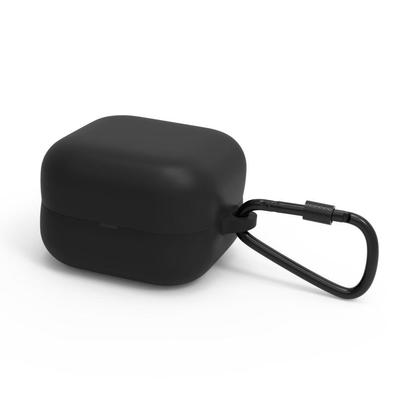 Geekria シリコン カバー 互換性 ソニー Sony LinkBuds Clip (WF-LC900) 対応 True Wireless Earbuds、キーホルダーフック付き、ケースポートアクセス可能 (ブラック)