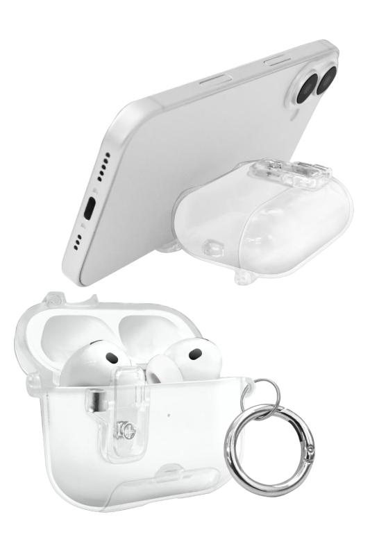 シズカウィル AirPodsPro3用 ケース クリアケース TPU素材 ワイヤレス充電可能 装着充電可能 キズ防止 耐衝撃 紛失防止 柔らかい 透明 落下防止 スタンド機能 ロック機構搭 カラビナ付き クリア【便利なスタンド機能を搭載】 充電口側の蓋を開け、立てかけるだけでスマホスタンドに 縦置き・横置き両対応、動画視聴等を快適に楽しめます【安心のロック機構】 ボタン＆マグネットによるロックで、不用意な開閉を防止【機器の色味を生かす高透明】 高い透明度のケースが機種本体の色味を引き立てます【衝撃から守るTPU素材】 弾性があり衝撃を吸収するTPUを採用【脱着もらくらく】 柔軟性があるためつけ外しも簡単です【ケース内部にマイクロドット加工】 色移り・密着痕を防ぎます【ケーブル・ワイヤレス充電にも対応】 ケースを装着したまま充電可能。ケーブル充電時は、下部のスタンドを開いて下さい【落下を防ぐカラビナ付き】 鞄などにスムーズに付けやすいカラビナを付属