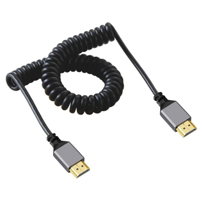Cablecc 4K 60hz ストレッチ コイル状ケーブル オス マイクロ/ミニ/HDMI 1.4 - オス HDMI ラップトップ モニター HDTV コンピューター用