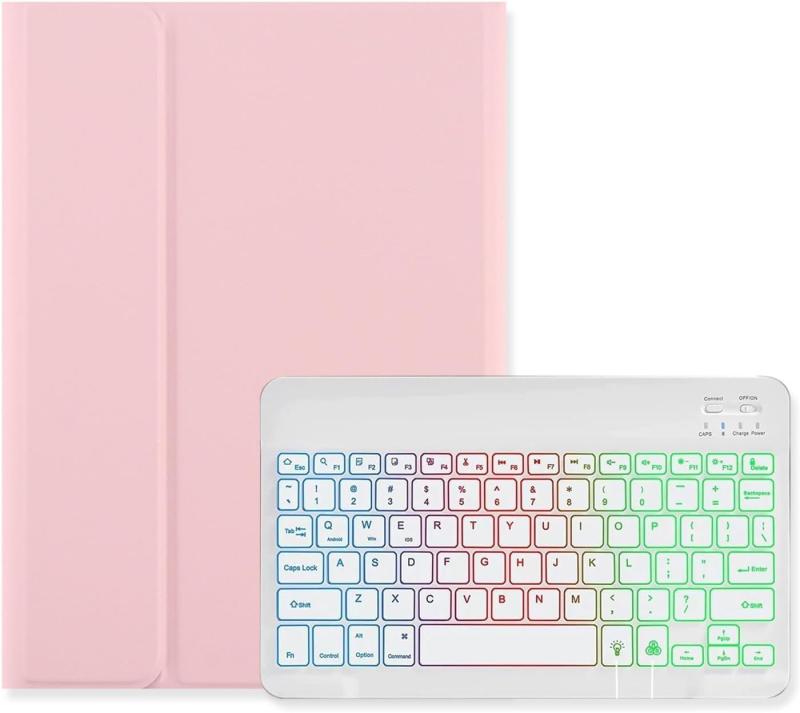 iPad 第9世代 キーボード ケース 10.2インチ 第8世代 第7世代 キーボード カラフルバックライト付き マグネット分離式 タッチペン収納可能