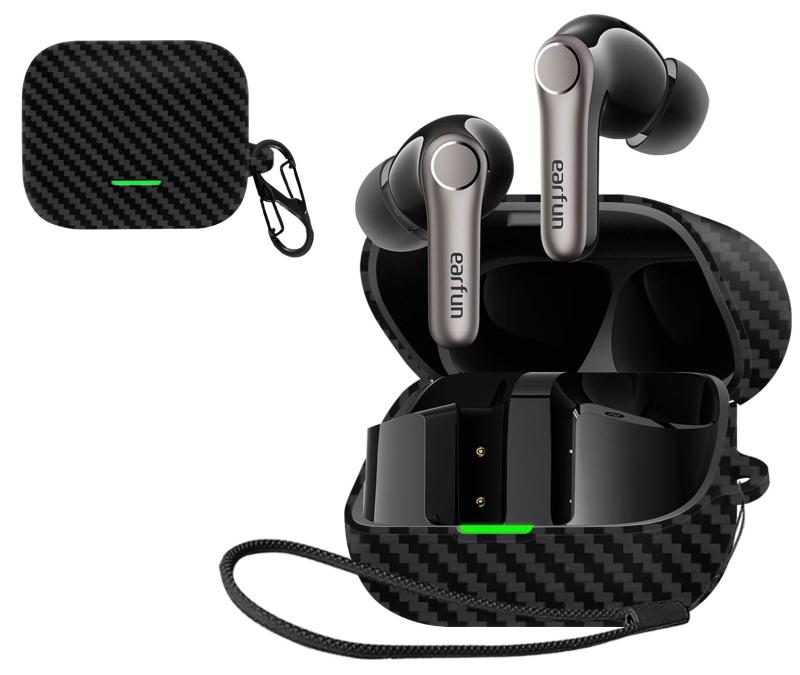 JIAYJP For EarFun Air Pro 4+ 用 ケース カバー軽量 薄型 滑り止め 収納カバー 全面保護 充電便利 EarFun Air Pro 4+ 保護ケース (ブラック)