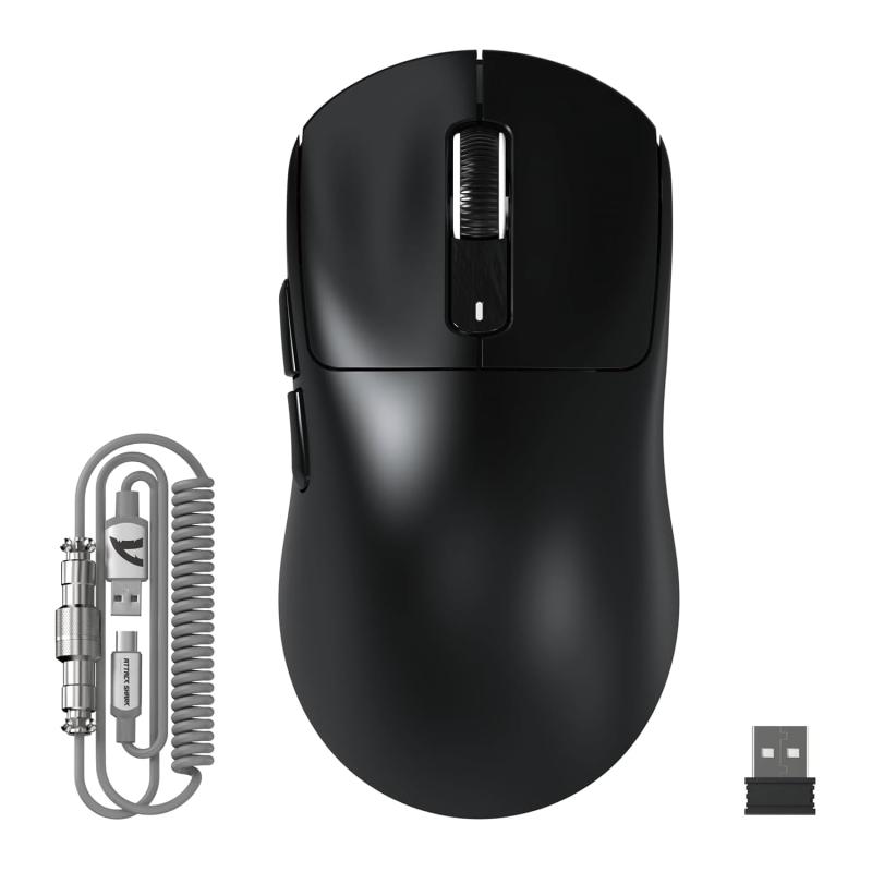 MAMBASNAKE×ATTACK SHARK X3 MAX 3モードマウス Pixart PAW3950 光学式センサー 光マイクロスイッチ 有線/2.4G無線/Bluetooth ダブルチャンネルBT5.4 42000DPI 750IPS 50G最大