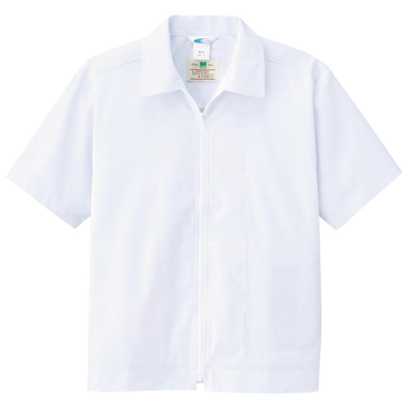 [ミドリ安全] 食品 衛生 作業着 半袖 ジャンパー 男女兼用 通気性 薄地 MHS02 上