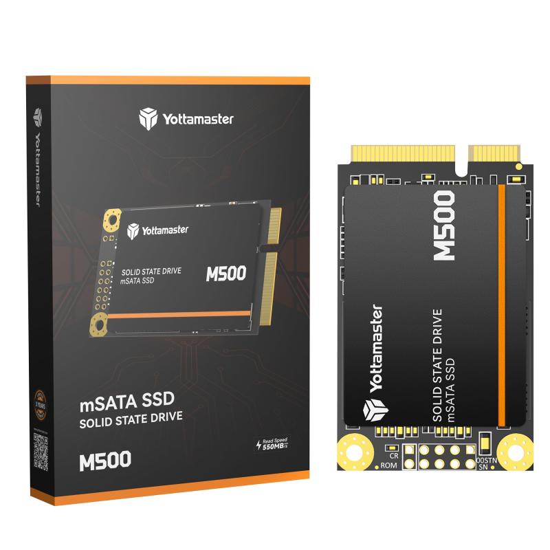 Yottamaster M500 mSATA SSD SATA III 6Gb/s、mSATA内蔵ソリッドステートドライブ 最大500MB/s、3D NAND搭載、ウルトラブック、デスクトップPC、ノートPC、オールインワンPCに対応、30x50mm