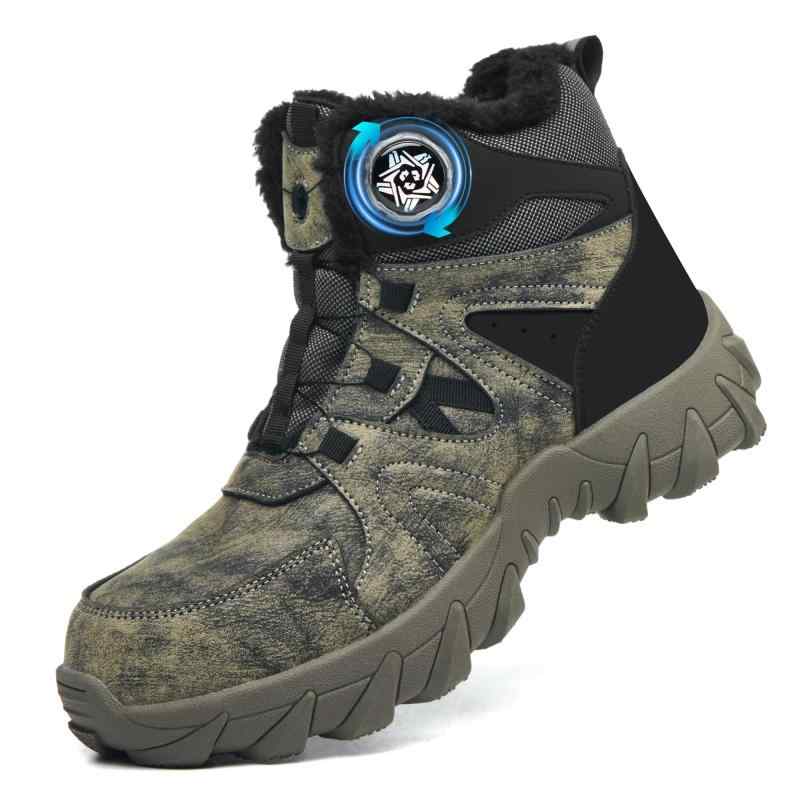 [KOIFISH] 防寒安全靴 冬用 作業靴 ハイカット ダイヤル式 メンズ あんせん靴 安全靴 スリッポン 鋼先芯 踏み抜き防止