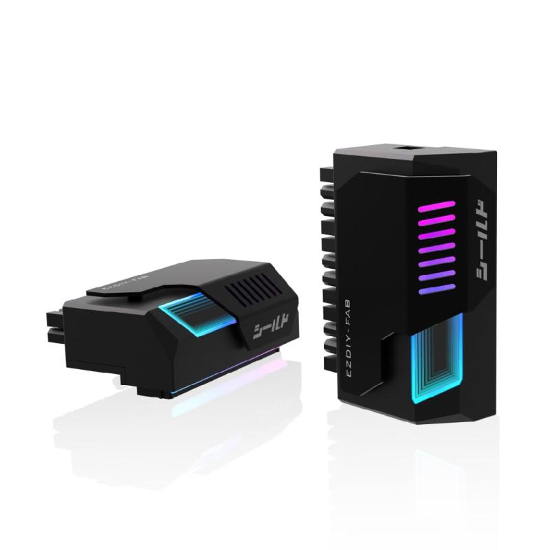 EZDIY-FAB シールド シリーズ ATX 24ピン90度電源コネクタ アングル アダプター インフィニティ ミラー ARGB ライト、ATX 24 ピン 電源コネクタ、ATX3.1仕様規格に準拠 、5V 3ピン ARGB 同期メスからオ