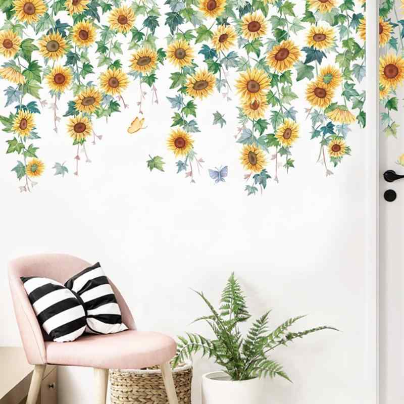 Rakuten - ウォールステッカー 214×40cm ウォールペーパー 植物 ひまわり 向日葵 花 剥がせる ウォールシール インテリア DIY シール 部屋飾り (ひまわり)