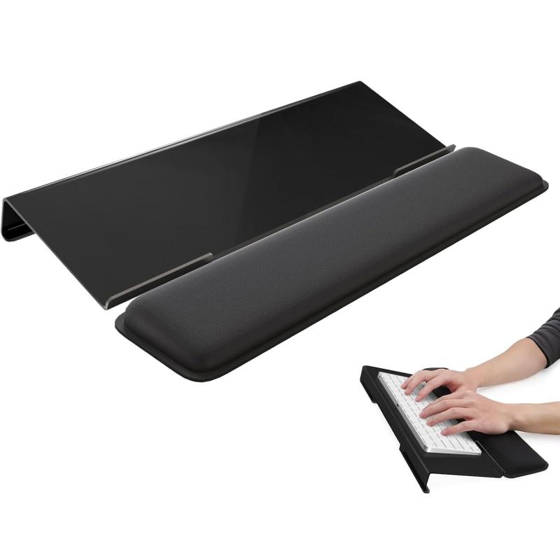 キーボードスタンド リストレスト付き キーボード 高さ調整 疲労低減 滑り止めベース 手首置き付き 人間工学設計 ソフトメモリーフォーム仕様 コンピュータ/タイピング/オフィス/仕事/家