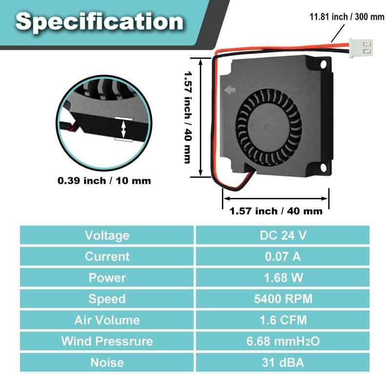 JYUDAUFU 4個 40×10mm ブロワー冷却ファン 4010 DC 24V デュアルボールベアリングクーラー XH2.54 2ピンポート付き M3×20 ネジナット付き 1対2延長コード付き 3Dプリンター/CPU/PC/Robet/DIY用
