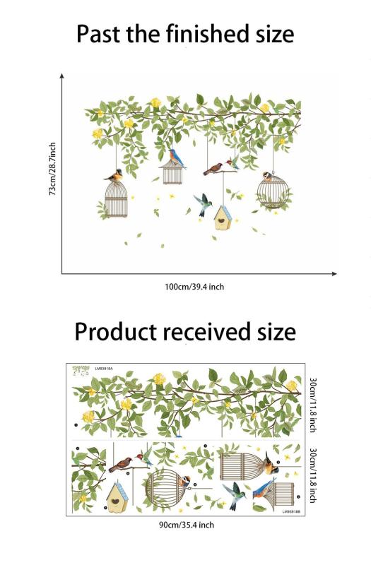 ウォールステッカー 観葉植物 自然な植物 緑の籐 花 と鳥 蝶 PVC素材 diy wall sticker decoration 壁紙シール 取り外し可能ステッカー おしゃれ リビングルーム ウォールシール ウォールペーパー 防