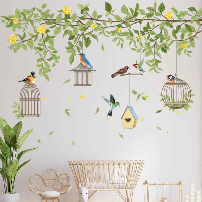 ウォールステッカー 観葉植物 自然な植物 緑の籐 花 と鳥 蝶 PVC素材 diy wall sticker decoration 壁紙シール 取り外し可能ステッカー おしゃれ リビングルーム ウォールシール ウォールペーパー 防