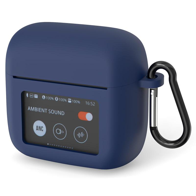 Geekria シリコン カバー 互換性 ジェイビーエル JBL Tour Pro 3 対応 True Wireless Earbuds ワイヤレスイヤホンケースカバー 外装カバーキーホルダーフック付き、ケースポートアクセス可能 (青)