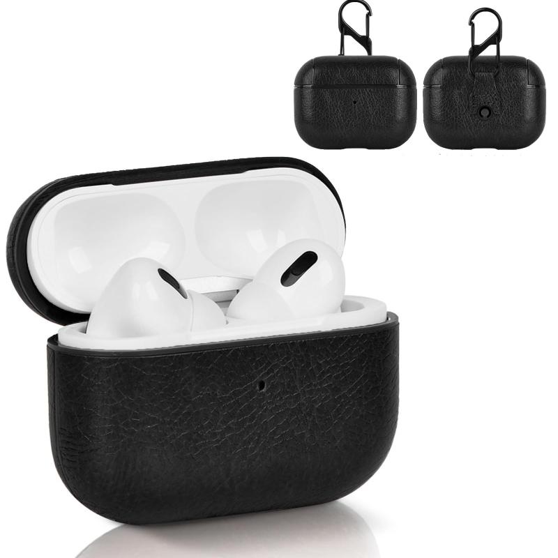 UIUIKA AirPods Pro 2 用 ケース(2023/2022)エアーポッズプロ2 ケース本革 PU革 AirPods Pro 2 レザーケース カバー キズ防止 耐衝撃 軽量 防塵 紛失防止 持ち運び便利(ブラック)