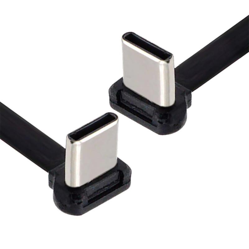 NFHK USB-CのタイプCへのUSB-Cの超細く平らな力USB2.0データケーブルはラップトップのタブレットの電話のためのコネクター65Wの急速な充満を曲げる