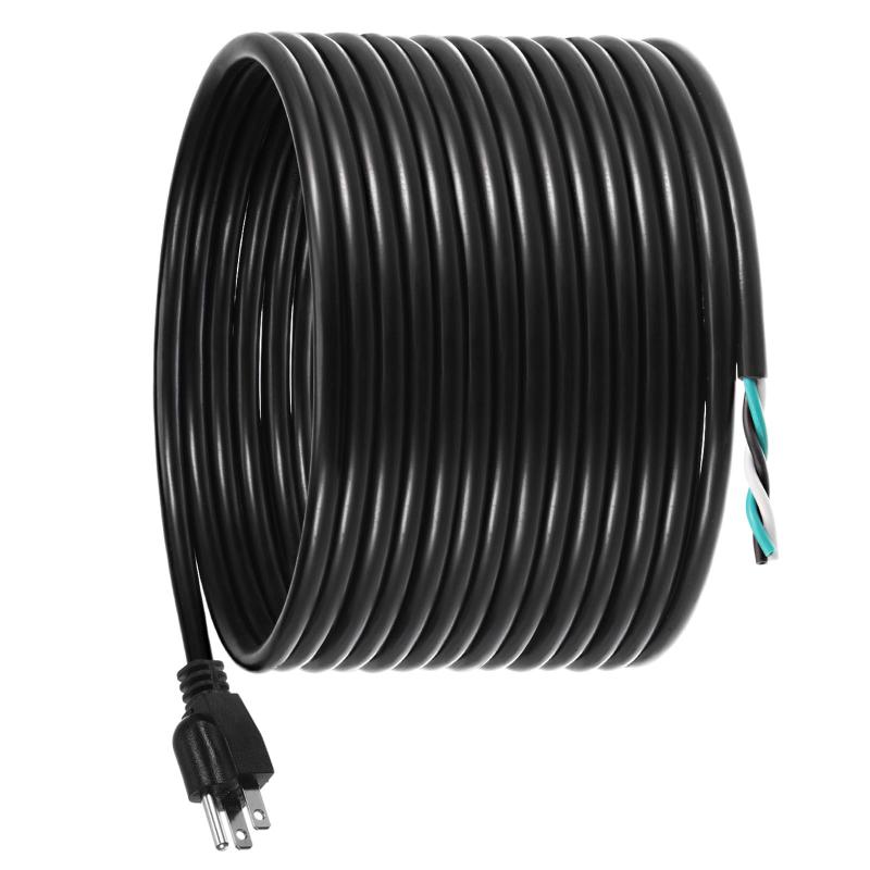 Rebower 交換用電源コード 5-15P 3ピンコネクタ延長コード オープンエンド付き ユニバーサルACアプライアンス用 49ft 14 AWG 黒 1個