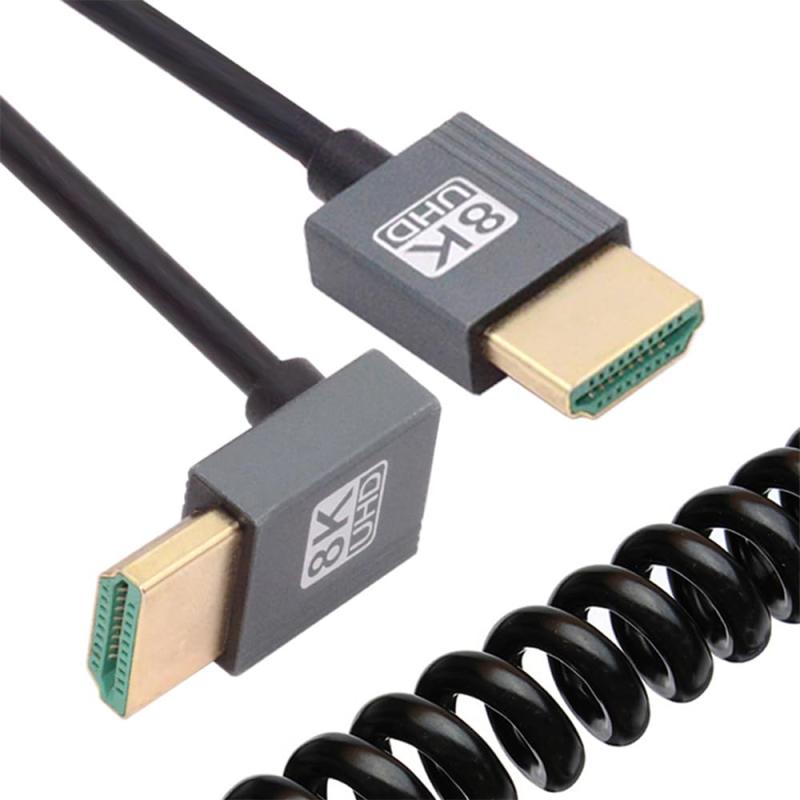 Cablecc 60hz 8K HDMI 2.1 オス - HDMI オス ストレッチ コイル ケーブル HDTV コンピューター ラップトップ モニター用 100cm