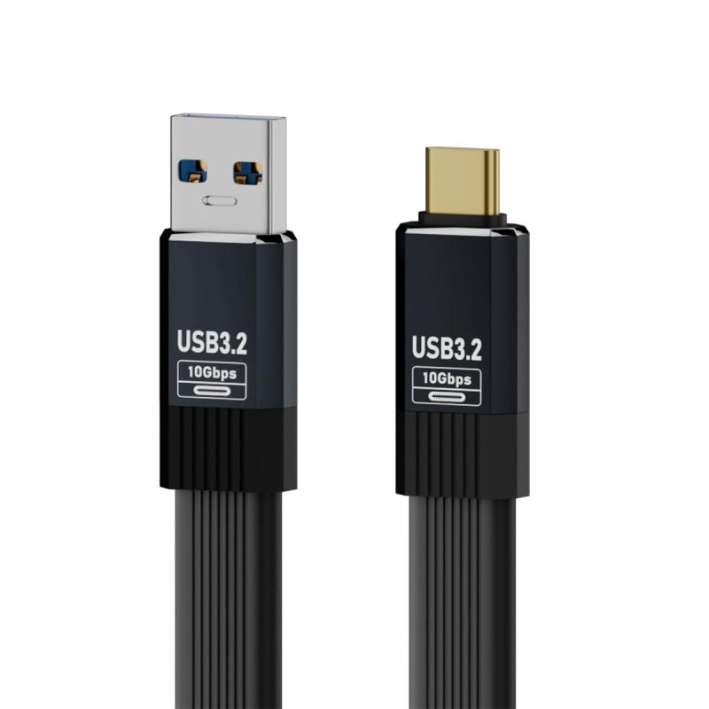 Xiwai フラットスリムデザイン USB3.1 Type-A オス - Type-C オス 10Gbps FPC USB-C データ電源ケーブル 5V3A ノートパソコン、電話、ディスク用