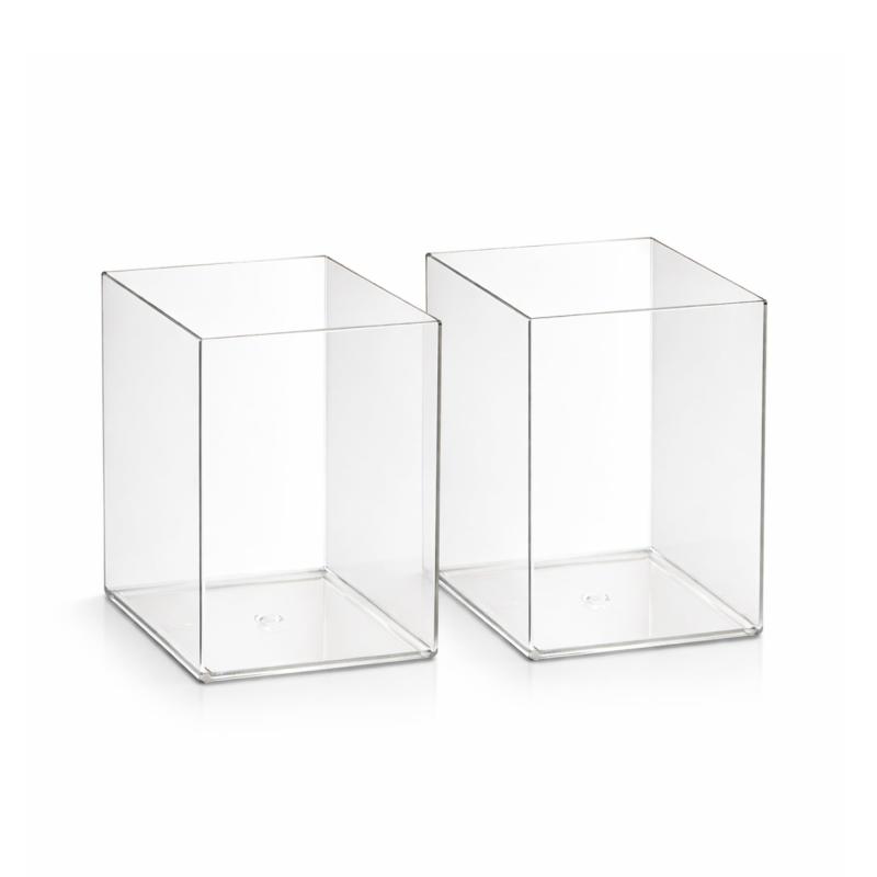 Rakuten - レジプロb アクリル製 角型 ペンスタンド 透明 2個セット 小物入れ 卓上収納 文房具 オフィス