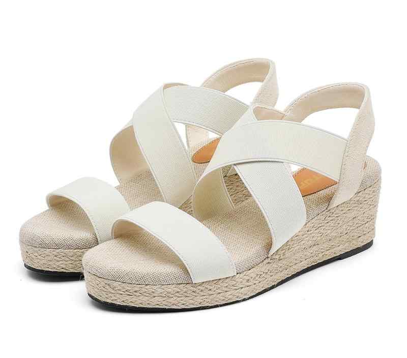 [ziitop] ウェッジソール サンダル レディース オシャレ 厚底 オフィス ウォーキングサンダル クロスゴムベルト 歩きやすい ファッション 美脚 軽い 人気 通気 御洒落 疲れない 滑り止め 6.5CM