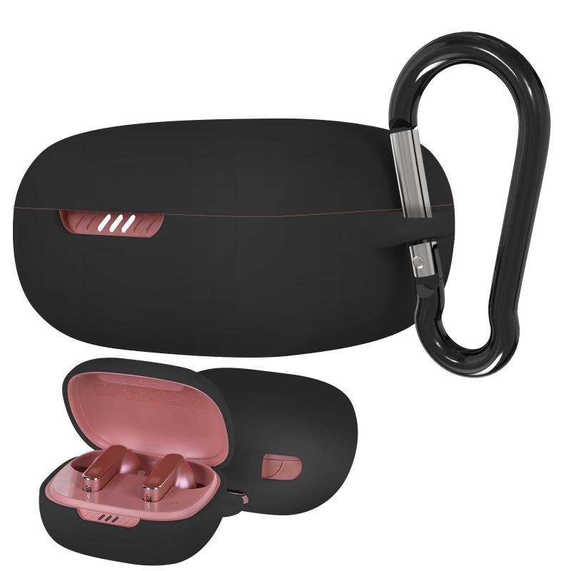 Geekria シリコン カバー 互換性 ジェイビーエル JBL Live Pro 2 対応 True Wireless Earbuds ワイヤレスイヤホンケースカバー 外装カバー キーホルダーフック付き、ケースポートアクセス可能