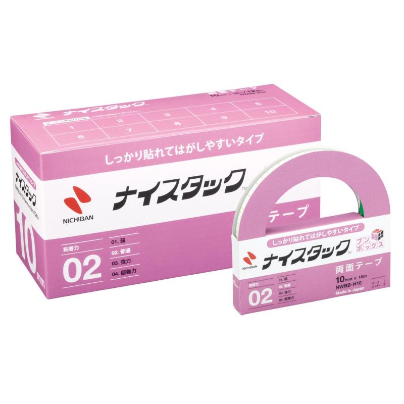 Rakuten - ニチバン 両面テープ ナイスタック (しっかり貼れてはがしやすい) 12巻入 10mm×18mm NWBB-H10