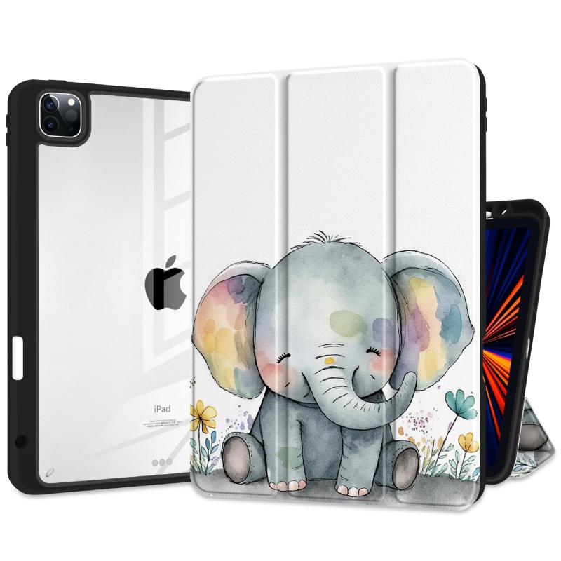 Barianda iPad Pro 11インチ保護カバーM2 4/3/2代2022 2021 2020透明背面とTPU防振フレームカバー付き、ペンホルダー付き携帯ケース+自動ウェイクアップ/スリープ