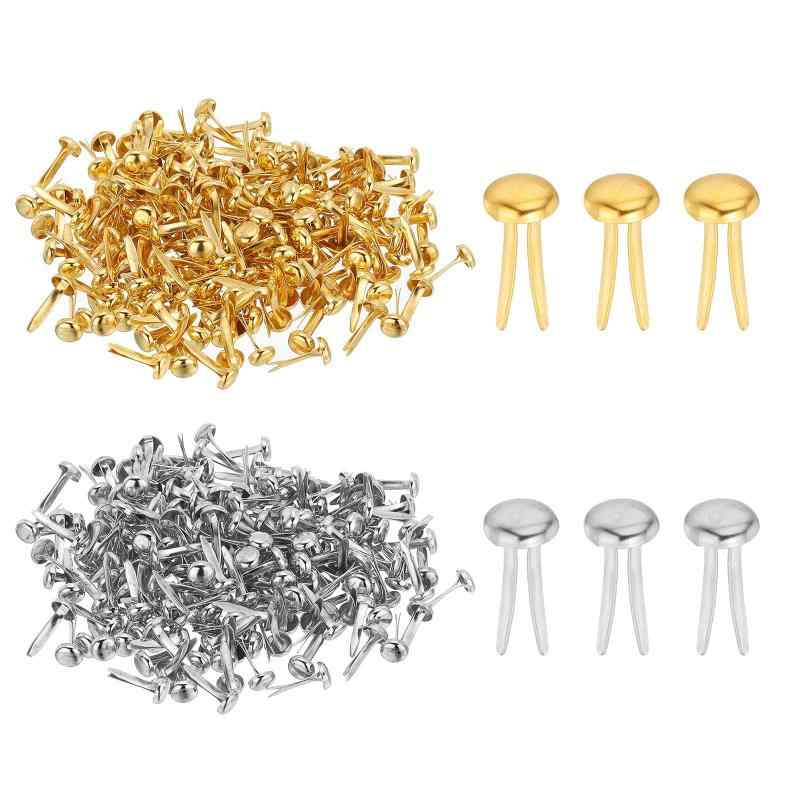 Rakuten - PATIKIL 1000 PCS ミニ釘5 x 9 mm真鍮製ペーパーファスナー丸頭メタル釘ペーパークラフトアートスク ラップブッキングDIY用品金/シルバー