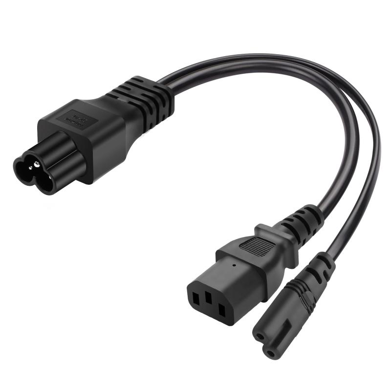 CERRXIAN C6からC7+C13 Yタイプ スプリッタ電源プラグコード、IEC 320 C6オス~C7+C13メス Yタイプ スプ..