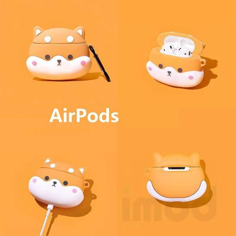 柴犬 しばいぬ Airpodsケース1/2世代適用 リング付き 落下防止シリコン製 AirPods...