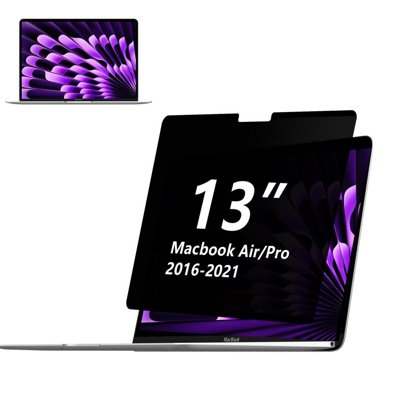 Adeway Macbook Pro 13インチ（2016-2022、M1、M2）/ Macbook Air 13インチ（2018-2021、M1）専用プライバシースクリーン、盗視防止、ブルーライト軽減＆アンチグレア、オフィスや旅行に最適