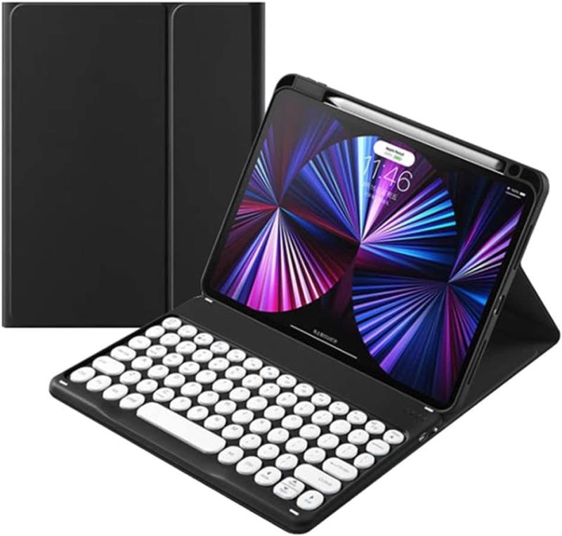 iPad 9世代/8世代/7世代キーボード ケース (2021 2020 2019) iPad 10.2" 対応 キーボード付き カバー 丸型キー 分離式 ペンシル 収納可能