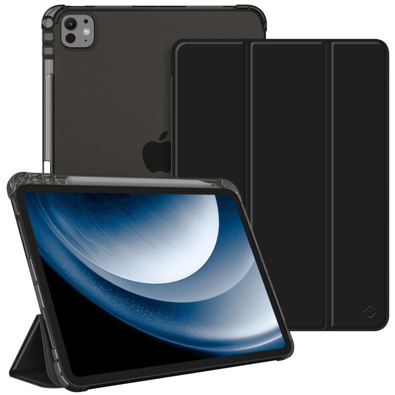 Fintie iPad Pro 11インチ(M5/M4) ケース 2025/2024 半透明ソフトTPUバックカバー Apple Pencil 収納可能 Apple Pencil Proワイヤレス充電対応 三つ折スタンド スリープ機能 軽量 薄型 傷つけ