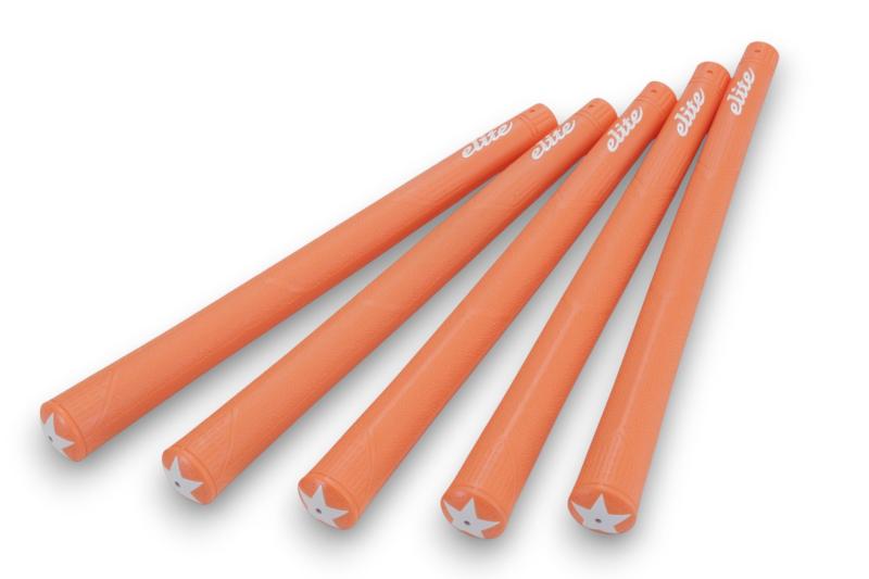 エリートグリップ (elitegrips) ゴルフ用グリップ アスリートシリーズ A50 STAR ワイルドオレンジ バックライン有 M58/M60/M62 49.0g±1g 長さ265mm　5本セットサイズ:長さ265mm・太さ (M60シャフト装着時) :50.8mm地点:直径23mm・127.0mm地点:直径21mm・対応シャフト口径:M58/M60/M62重量:49.0g±1g・カラー:ワイルドオレンジバックライン:有・仕様:グリップエンドー体型、別売ラインストーン装着可能素材:NO.NK510特殊合成ゴム (シリカ配合)原産国:日本