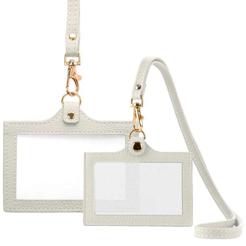 [UriCase] IDカードホルダー 横型 定期入れ パスケース 両面クリア ナスカンストラップ付き ネームホルダー カードケース 社員証 名札入れ 両面 クリア ネックストラップ付 首掛け メンズ レデ