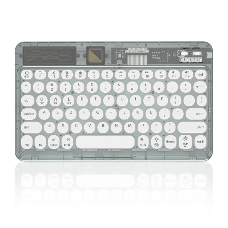 DOKYW Bluetooth キーボード ワイヤレス ipad キーボード Bluetooth Keyboard 無線 小型 薄型 透明 ワイヤレス キーボード iOS/Android/Windows 3台同時 マルチペアリング 静音 英語配列 充電式