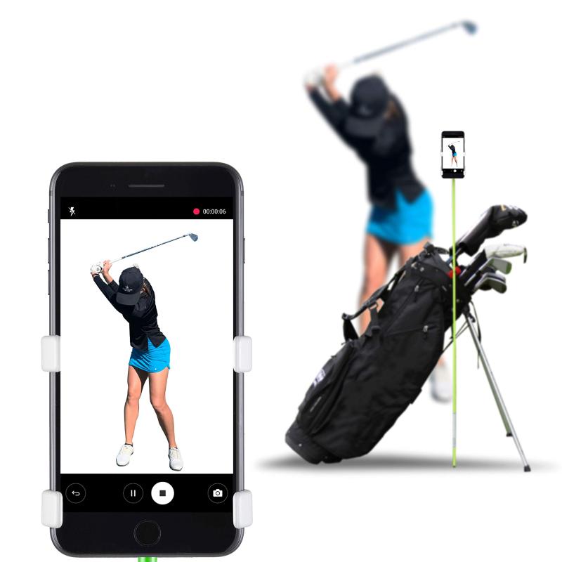 Rakuten - SelfieGOLF レコードゴルフスイング 携帯電話ホルダー ゴルフアナライザーアクセサリー PGAベスト製品受賞 自撮りパッティングトレーニング補助具 あらゆるゴルフバッグとアライメントステ