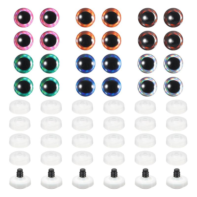 PATIKIL 20mm フラッシュセーフティアイ 48個のドールアイ リアルカラフルな編み目セーフティアイ デコクロシェアクセサリー ドールクラフト ハロウィン 6色