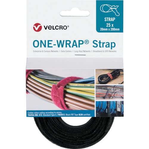 乐天商城 - ヴェルクロ[[R上]] ONE-WRAP[[R上]] ストラップ 幅25mm×長さ300mm 黒 (25本1巻き) VEL-OW64801