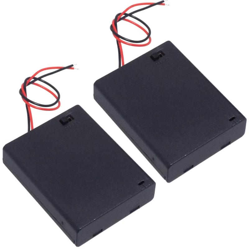 KAUMO 電池ボックス 単4電池×4 直列 6V電池ケース ON/OFFスイッチ付き 電池ホルダー (2個)コード長: 約15cm電池ボックスサイズ: 63 × 48 × 16 mm電池ボックス重さ: 約23g (電池を除く)