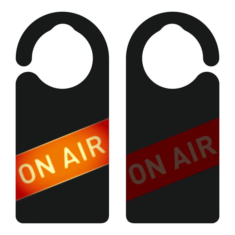 ヘキサゴン ドアノブプレート ON AIR (生配信中) 20.7×9.2cm 1073