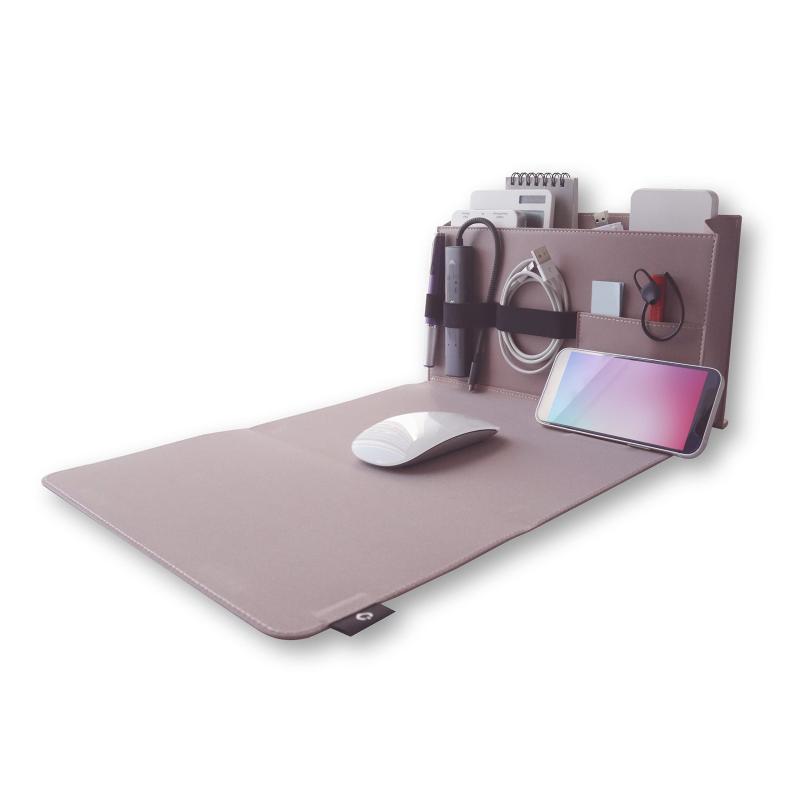 ONSURU マウスパッド付きスタンドポーチ Sサイズ ネイビー デスク 収納 ボックス PC周辺 リストレスト ノートパソコン マウス スマホスタンド オーガナイザー トラベル ガジェット テレワーク