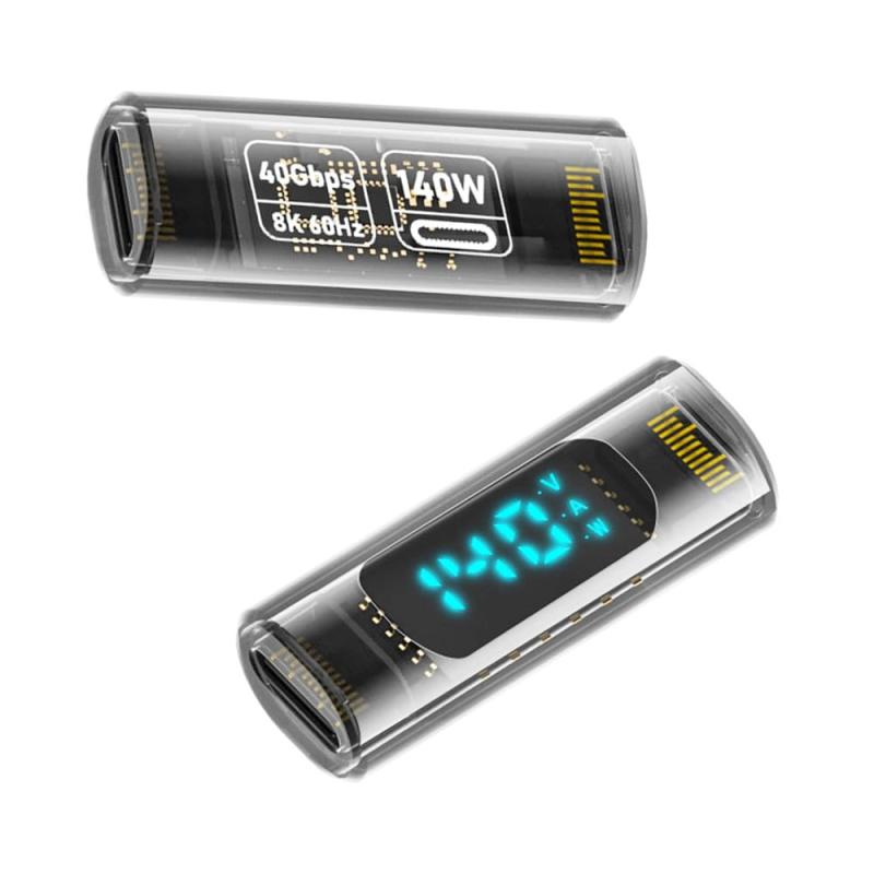 ケーブルcc USB4.0 Type-C 40Gbps 140W スマートLEDディスプレイ USB-C オス - メス 延長アダプター 電流電圧監視