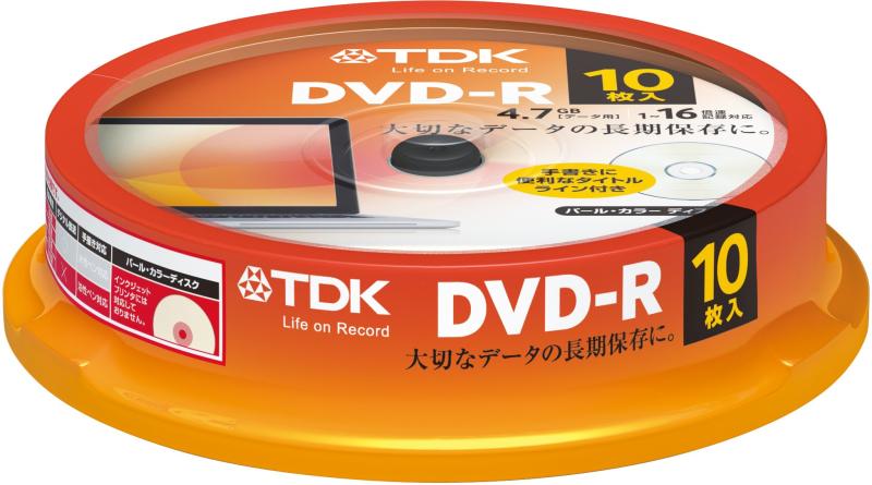 TDK データ用DVD-R 4.7GB 1-16倍速対応 パールカラーディスク(タイトルライン付き) 10枚スピンドル DR4..