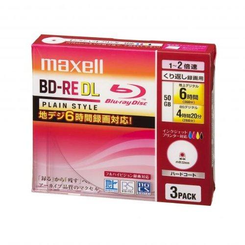 maxell 録画用 BD-RE 片面2層 50GB 2倍速対応 プリンタブル ホワイト 3枚入 BE50VPLWPA.3J