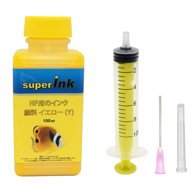 HP用 （顔料） 詰め替え 互換インク superInk （全機種対応） + 手袋 + 10ml注入器 + 針 + キャップ