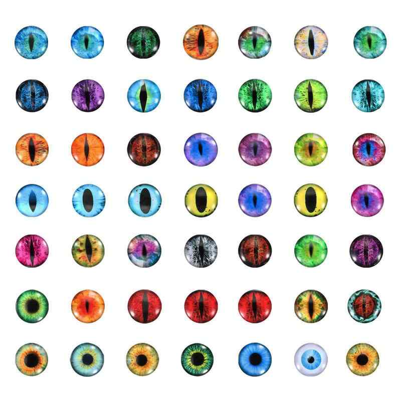 PATIKIL 10mmドラゴンアイ 100個の丸いガラスの目 動物の編み目の目 粘土人形作り クラフトDIYの発見 ..