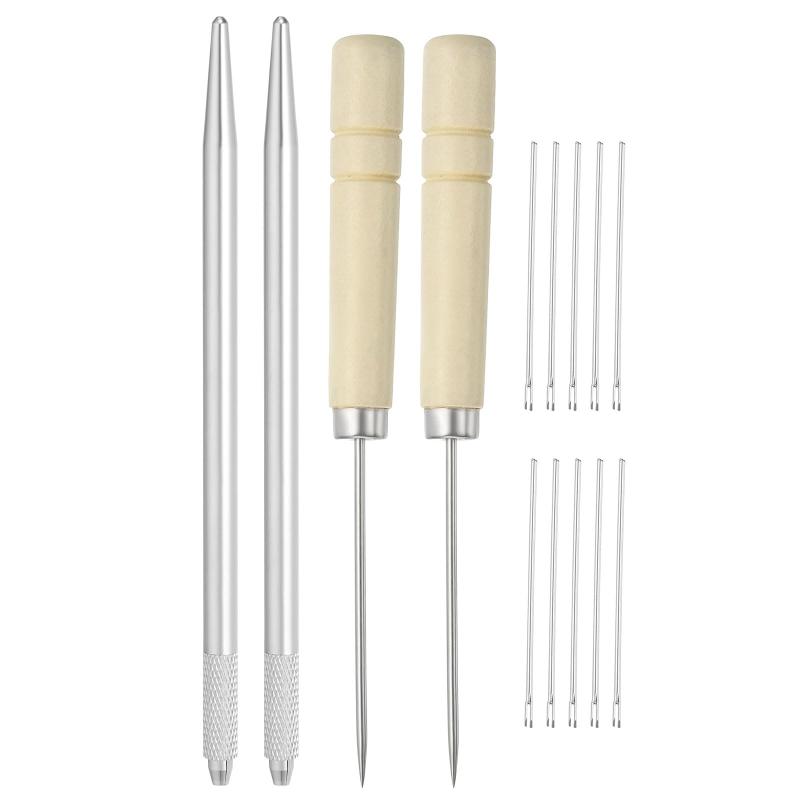 PATIKIL 人形の髪 植え付けホルダーキット 0.6mm 人形の髪 植え付け用編み針 木製 千枚通し付きかぎ針 ..