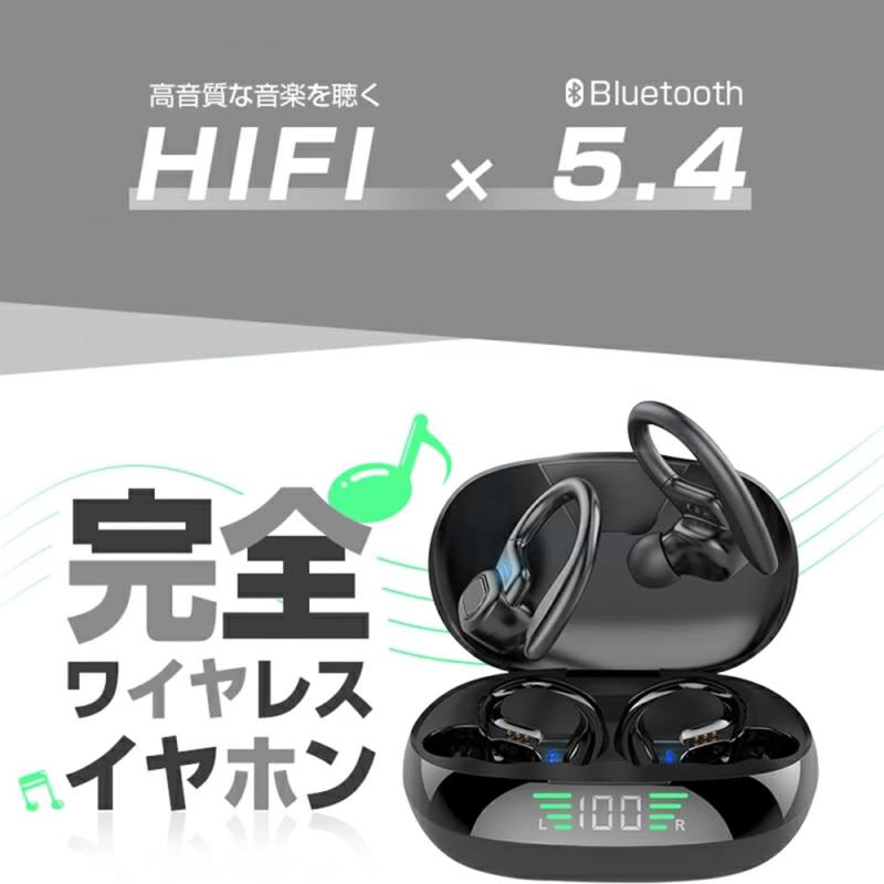 ヨースミ ワイヤレスイヤホン Bluetooth5.4【2025新型モデル スポーツ特化型】耳掛け式ヘッドセット ENCノイズキャンセリング LEDディスプレイ Hi-Fi音質 IPX6防水 片耳/両耳モード Type-C充電 簡単操 komorebishop-10195081 木漏れ日ショップ サンプル画像2